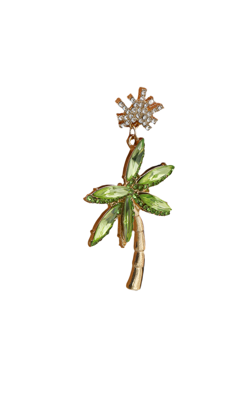 Palm Tree Gemstone Earrings