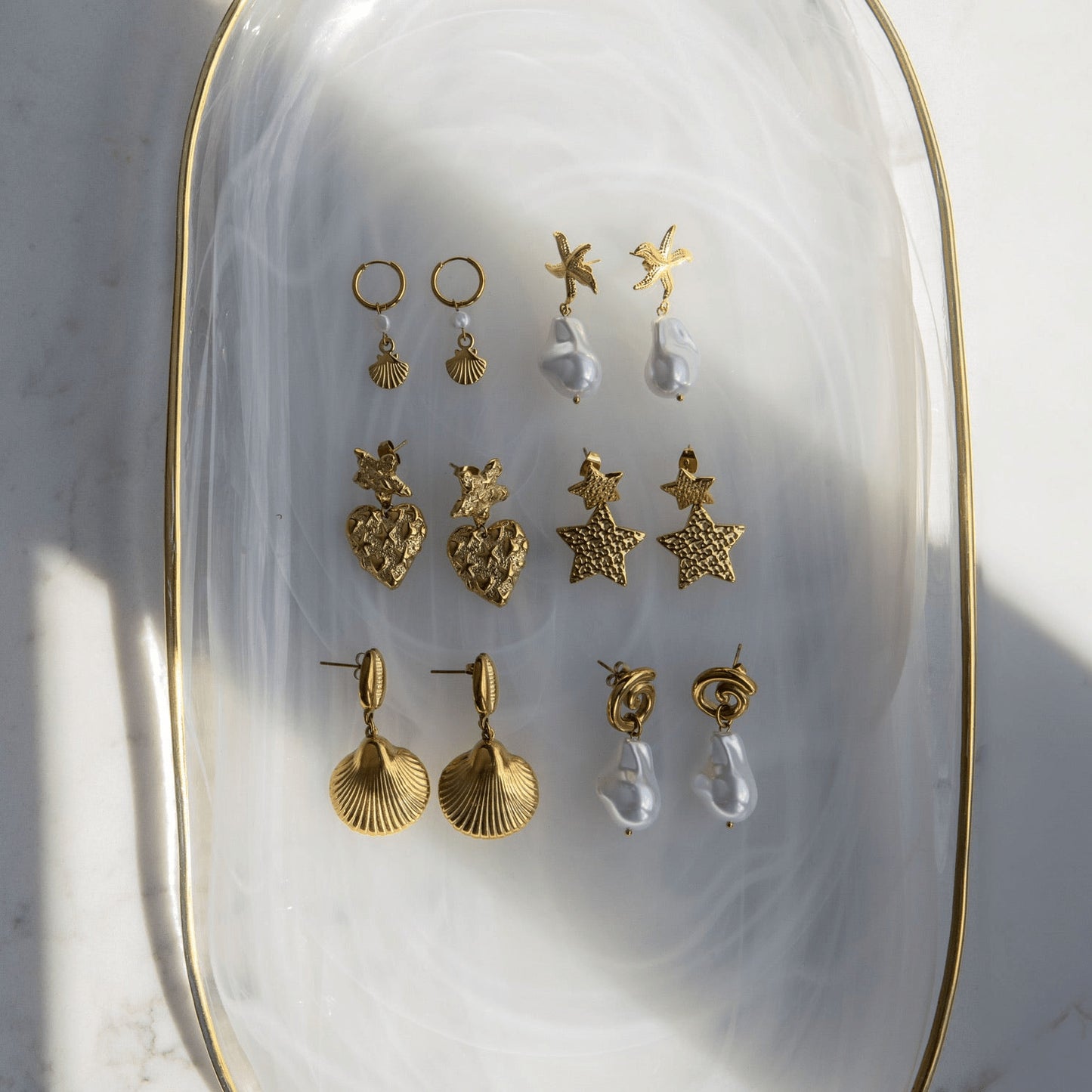 Sea Side Golden Ear Rings