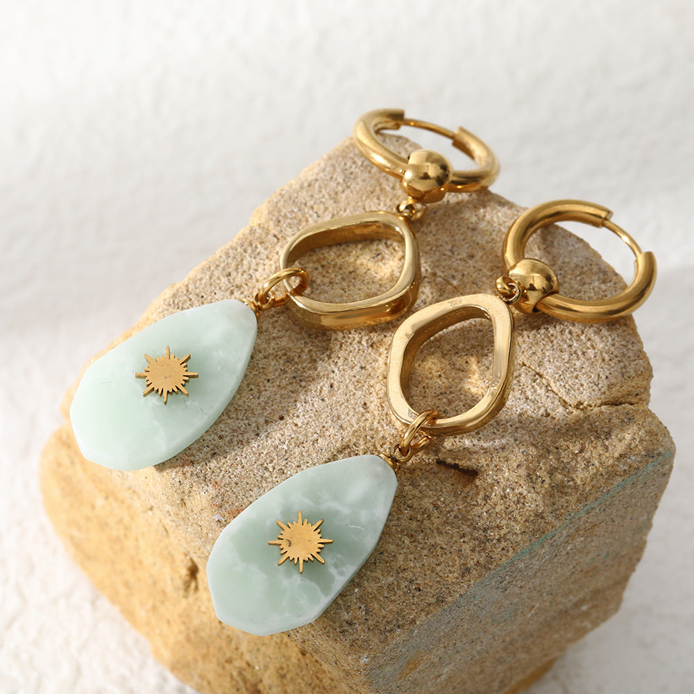 Natural Stone Pendant Earrings