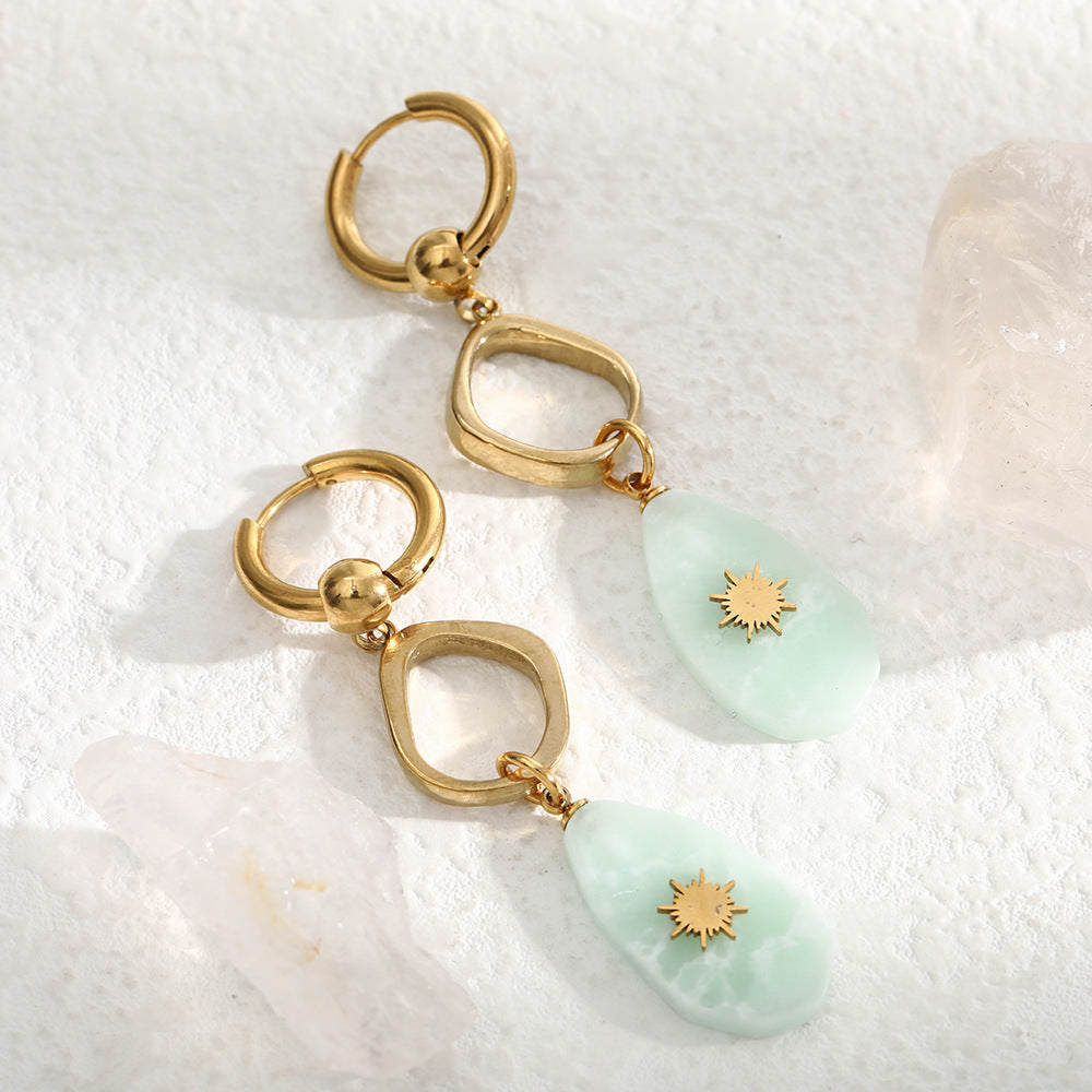 Natural Stone Pendant Earrings