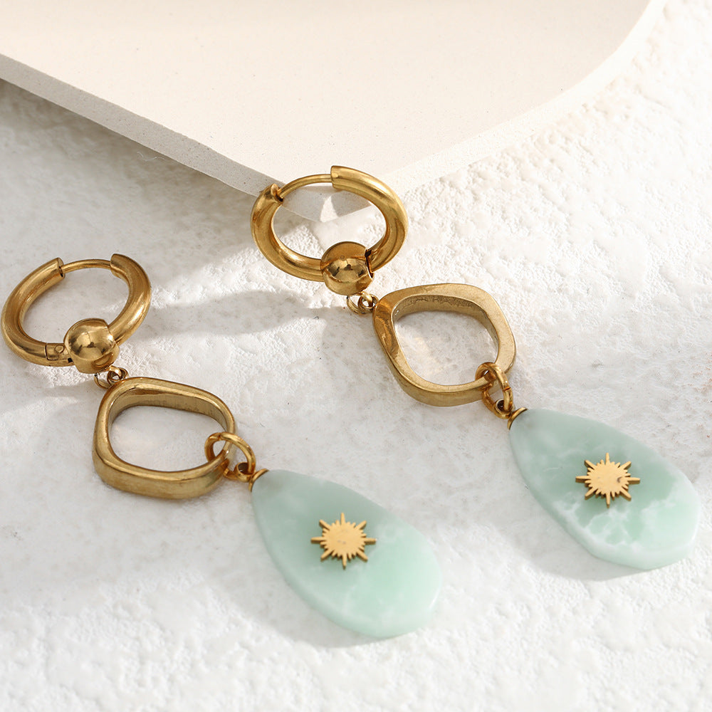 Natural Stone Pendant Earrings