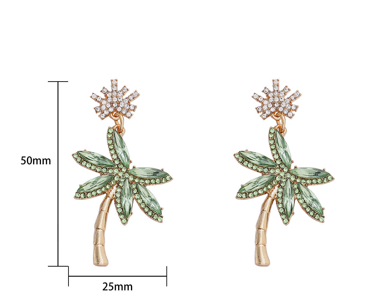 Palm Tree Gemstone Earrings