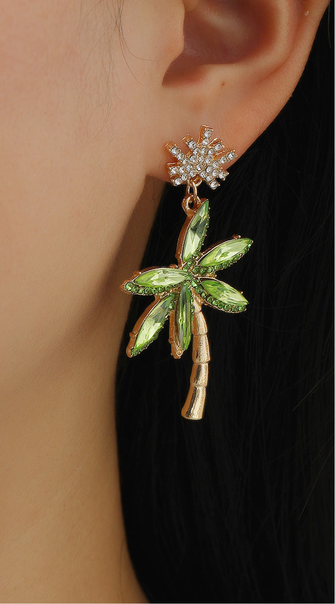 Palm Tree Gemstone Earrings