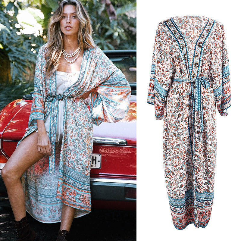 Elin Floral Bohemian Kaftan Robe