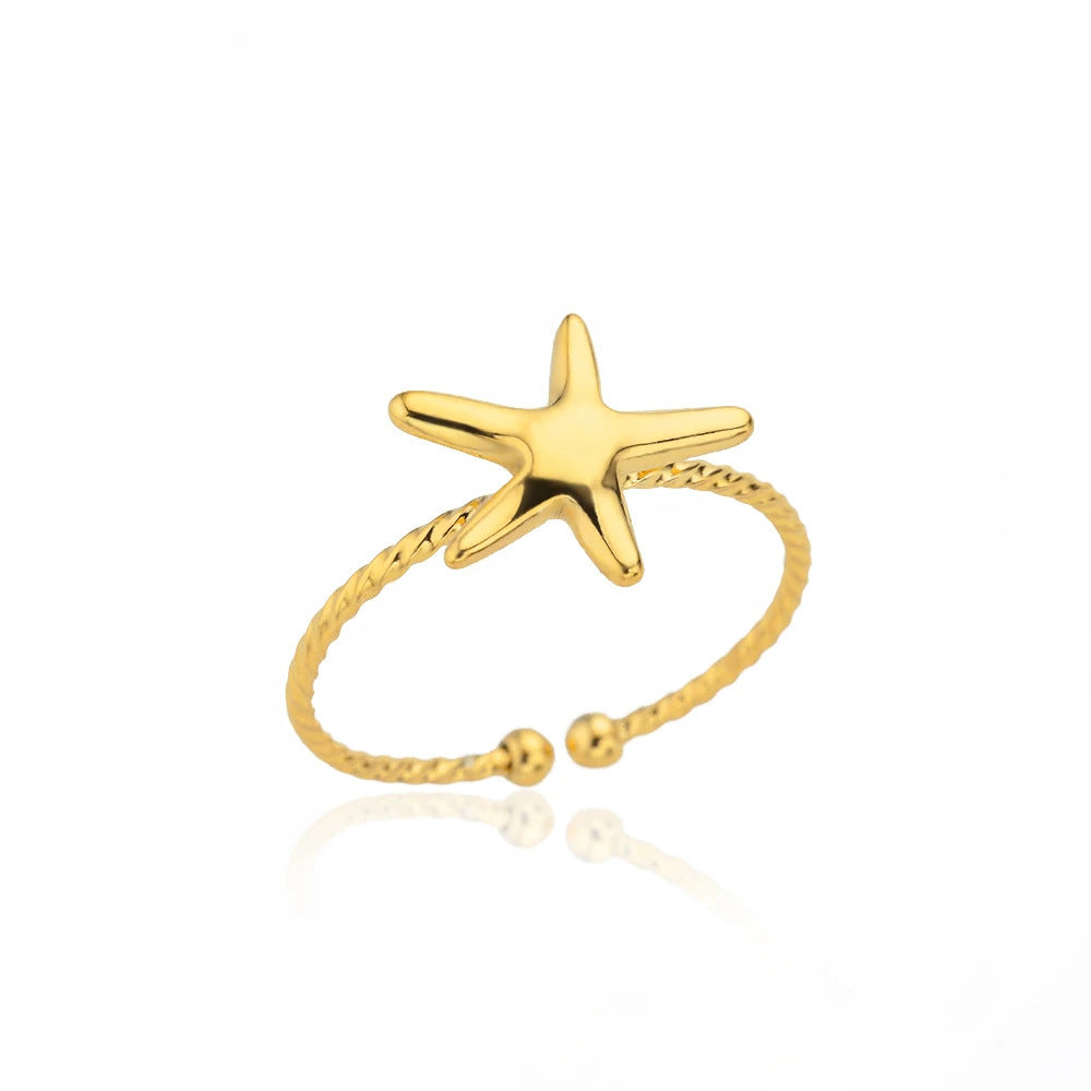 Golden Starfish Ring