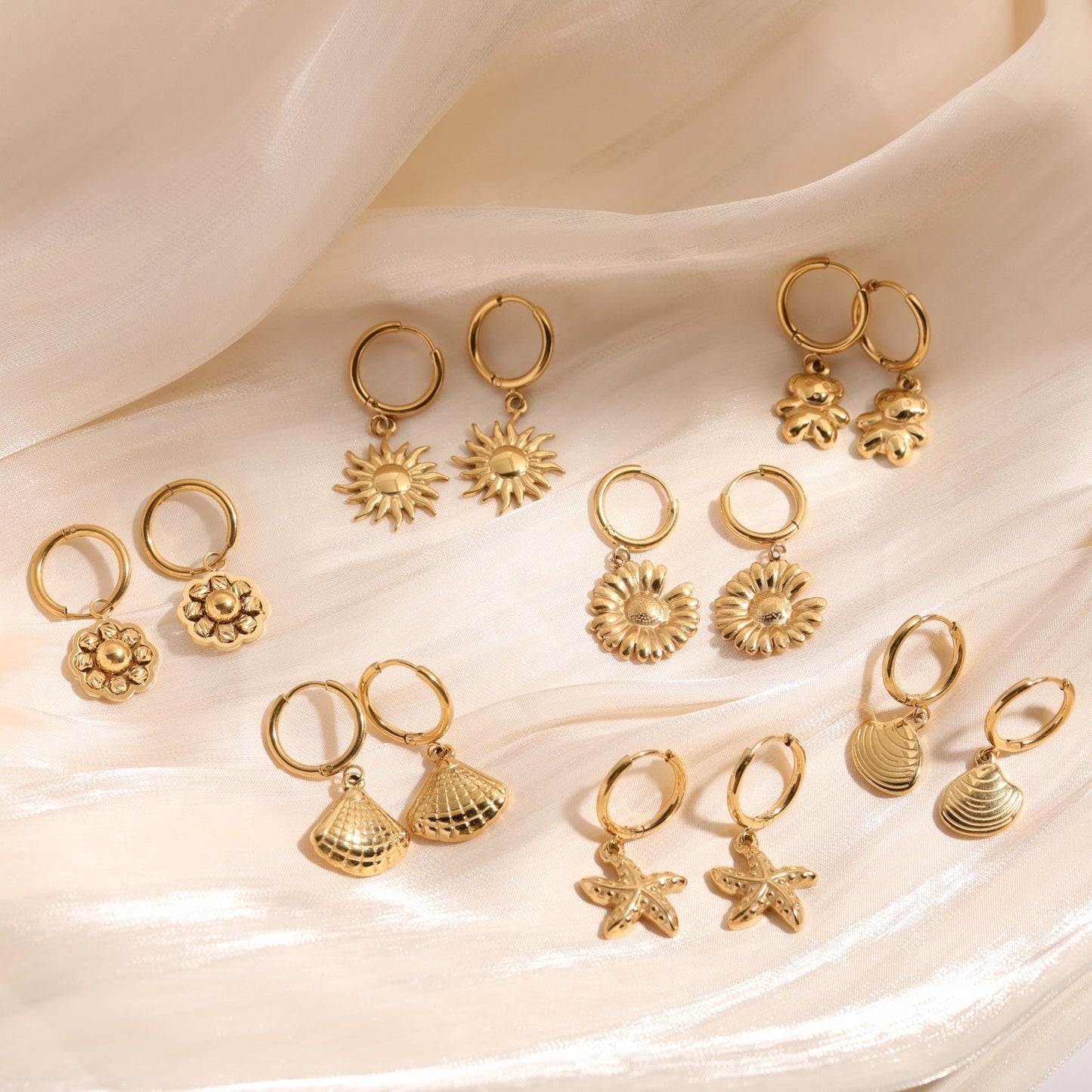 Sea Side Golden Ear Rings