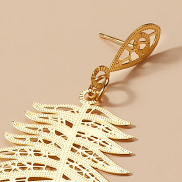 Feather Leaf Golden Earrings