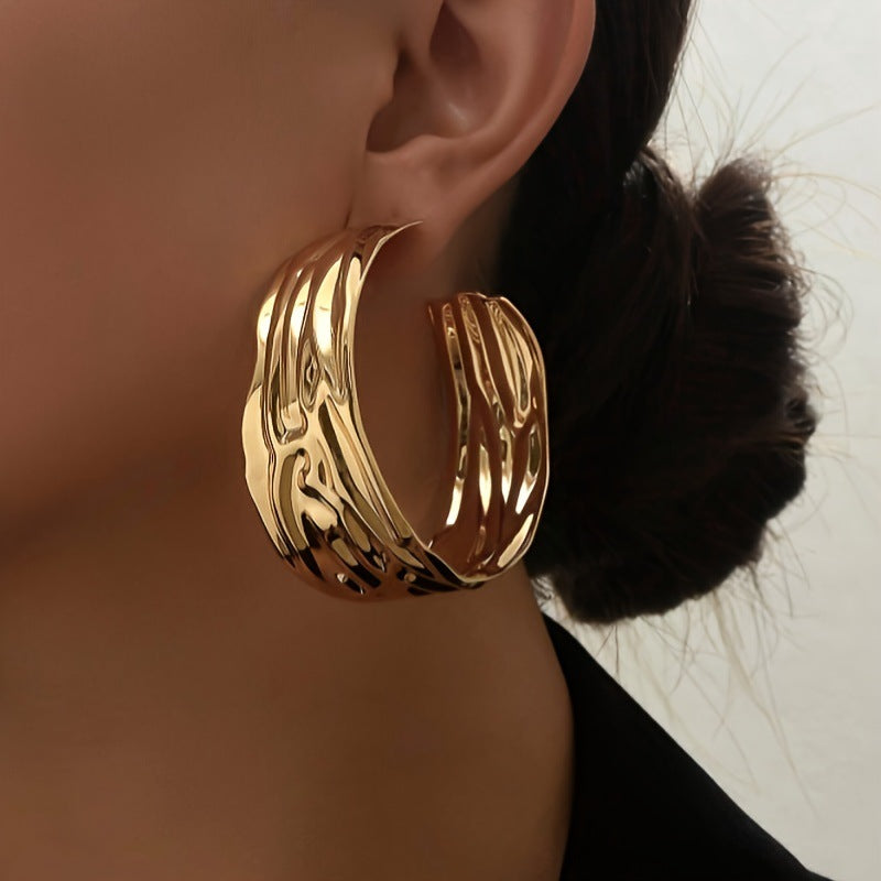 Kate Gold Texture Chunky Earrings