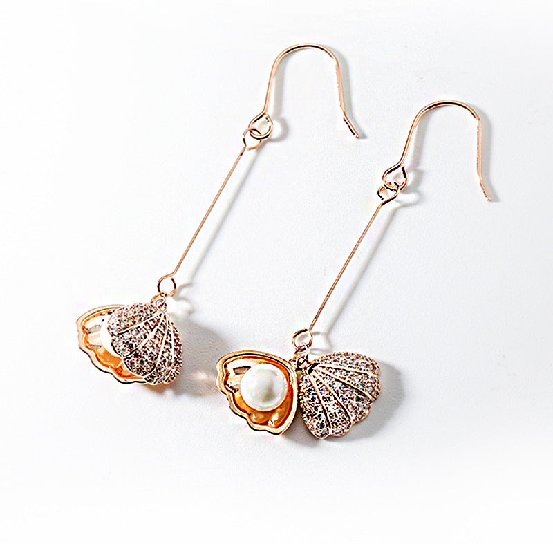 Shell shell beads popular temperament long earrings