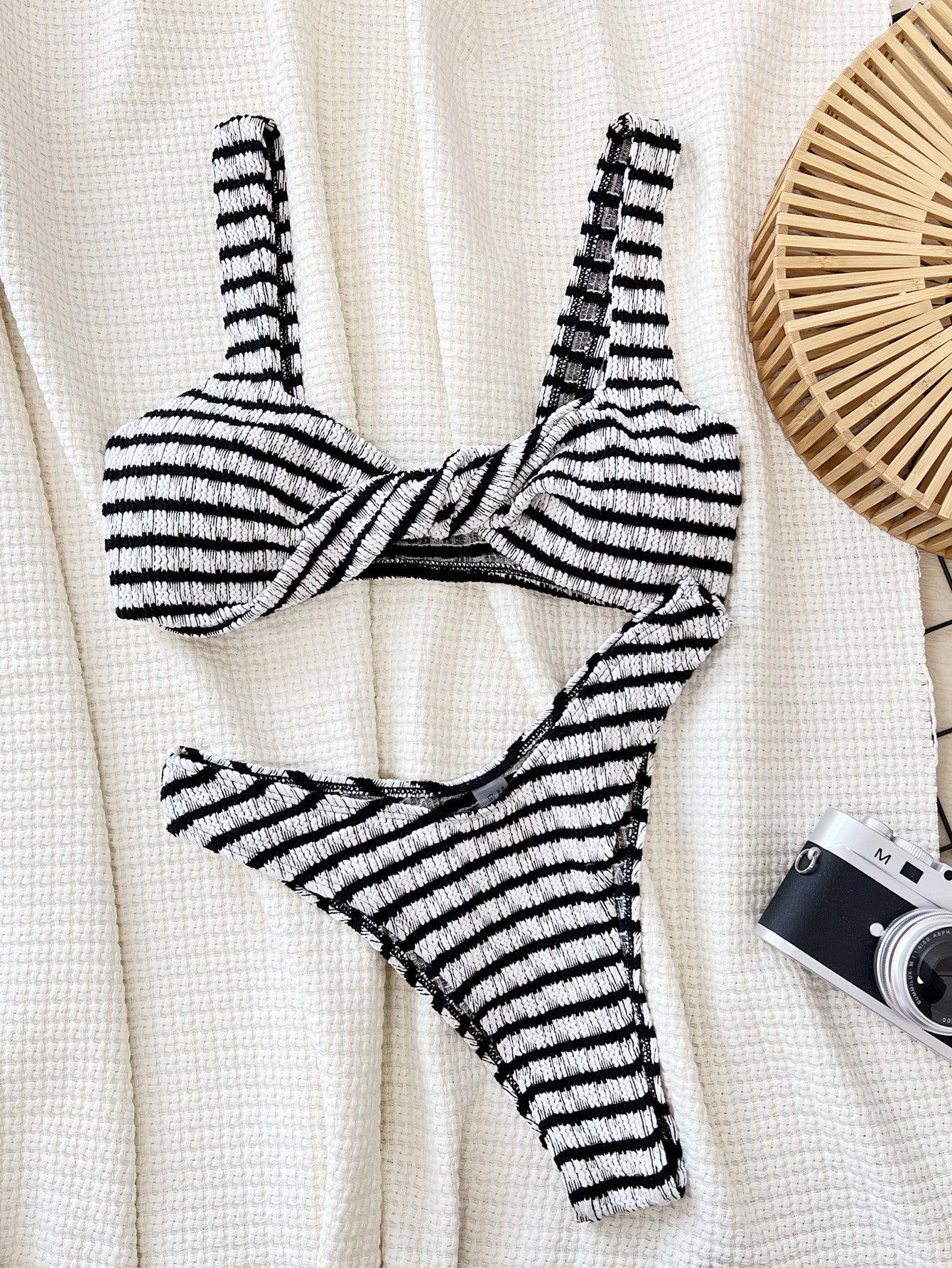 Lucy Striped Bikini - Black & White