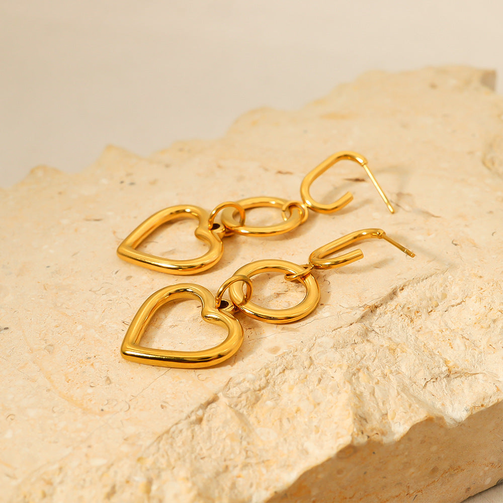 Love Heart Gold Earrings