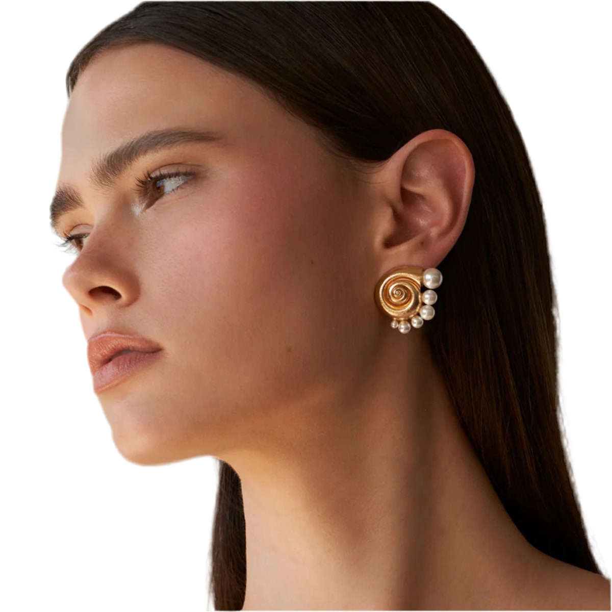 Gold Conch Pearl Earrings