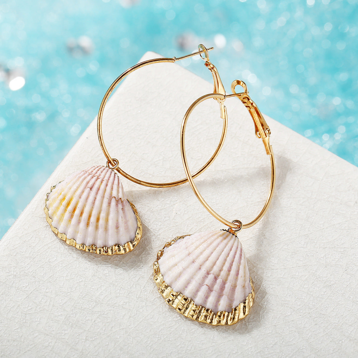 Vintage Gold Rim Shell Earrings