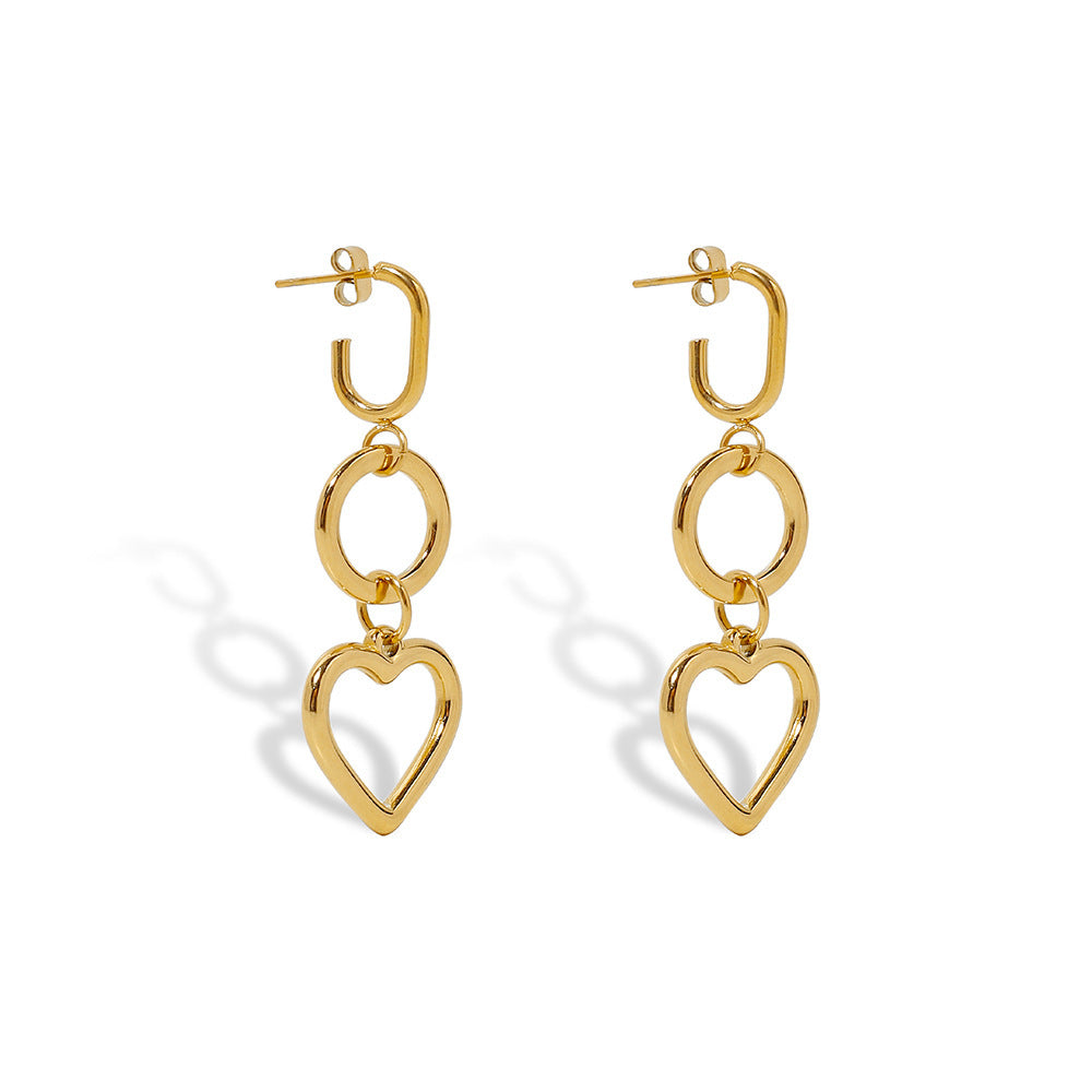 Love Heart Gold Earrings