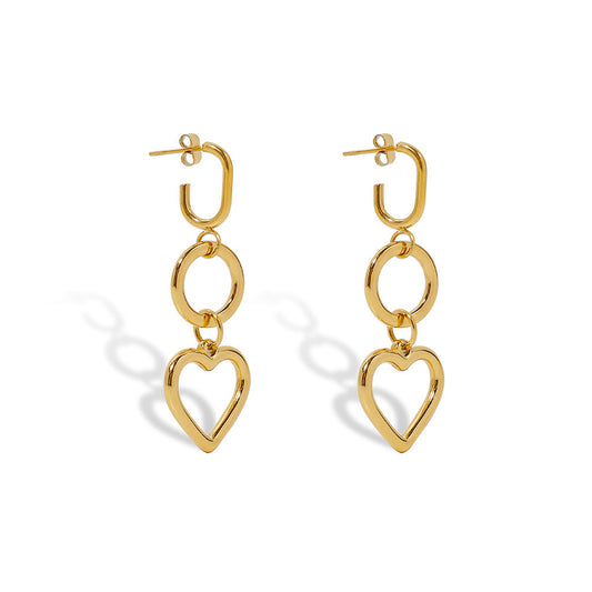 Love Heart Gold Earrings