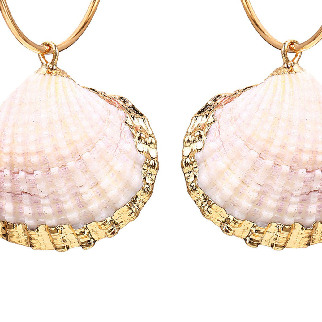 Vintage Gold Rim Shell Earrings