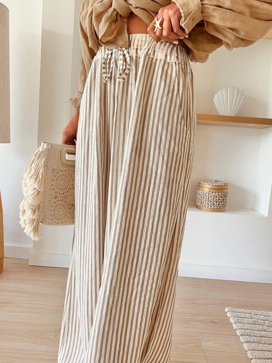 Mina Striped Wide Trousers