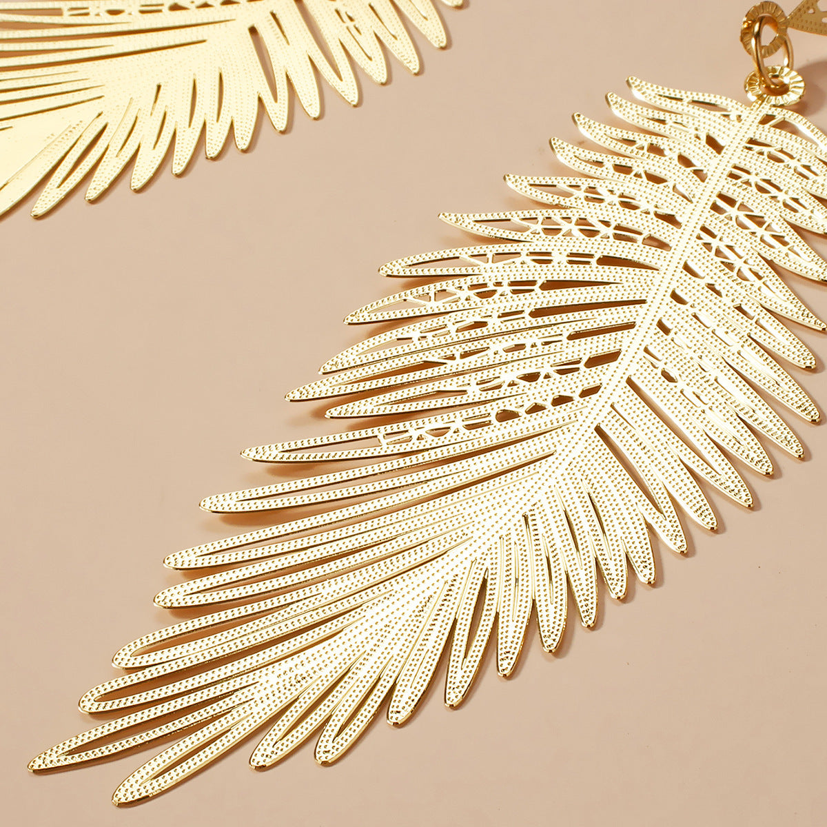 Feather Leaf Golden Earrings