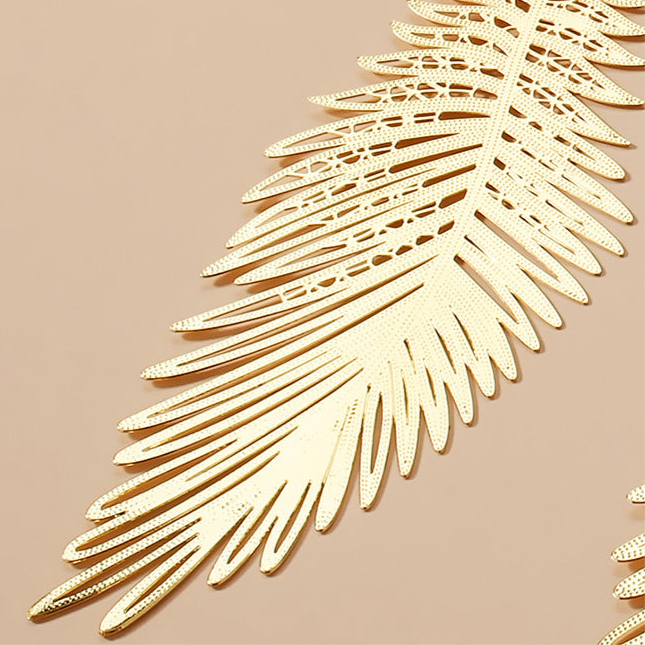 Feather Leaf Golden Earrings