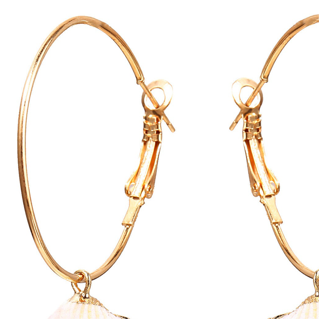 Vintage Gold Rim Shell Earrings