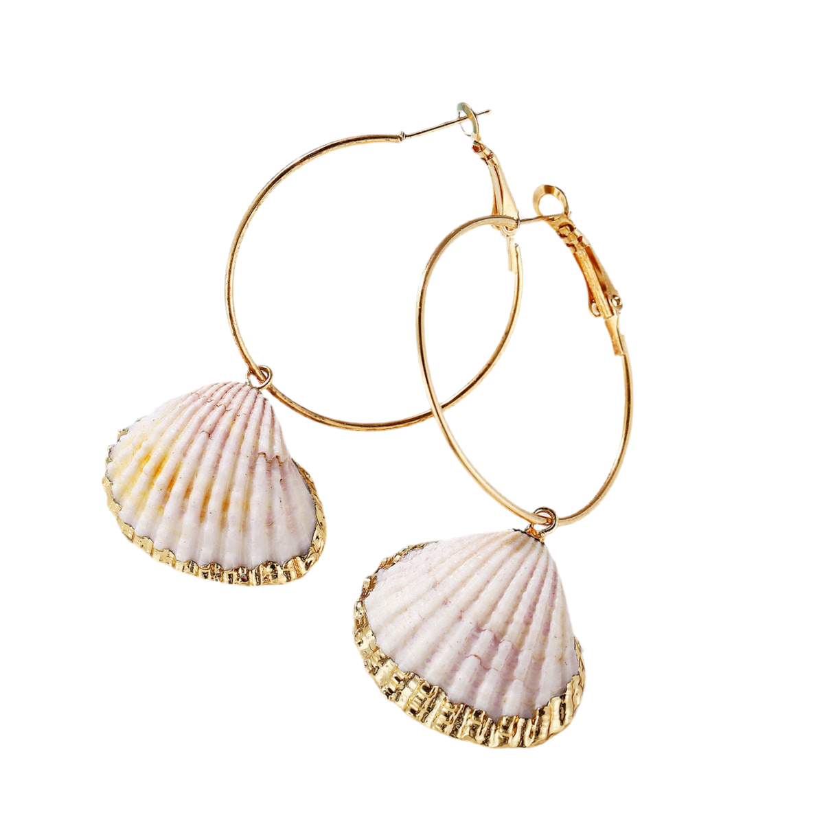 Vintage Gold Rim Shell Earrings