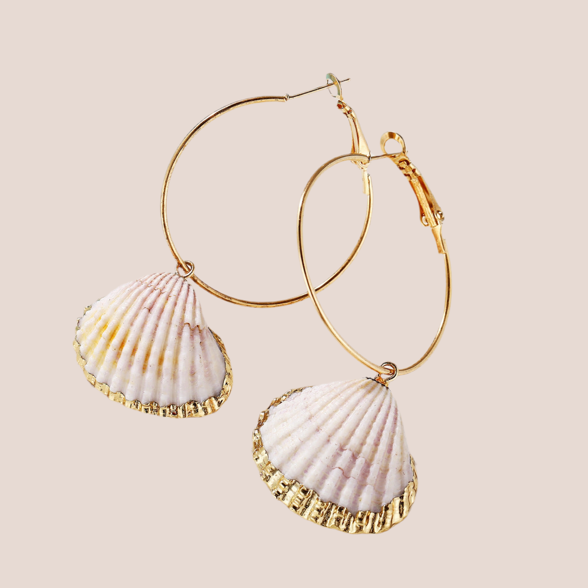 Vintage Gold Rim Shell Earrings