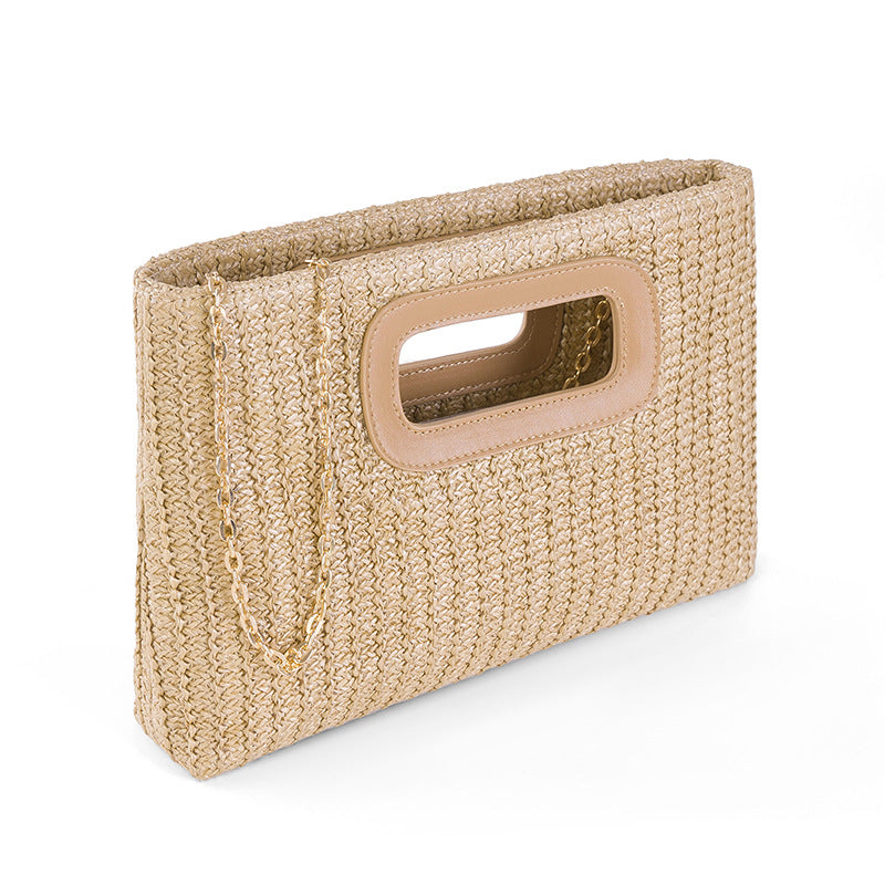 Lilly Straw Clutch Detachable Chain