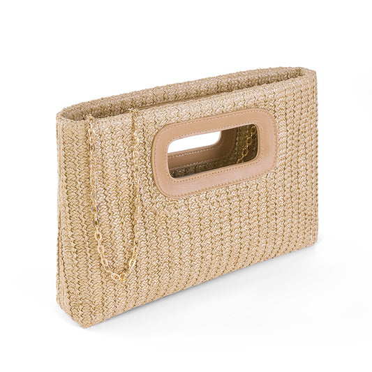 Lilly Straw Clutch Detachable Chain