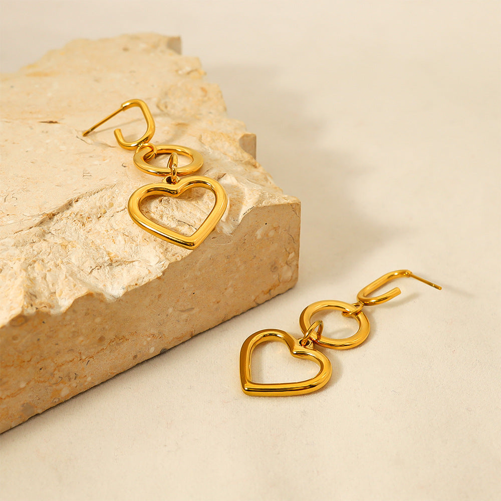 Love Heart Gold Earrings