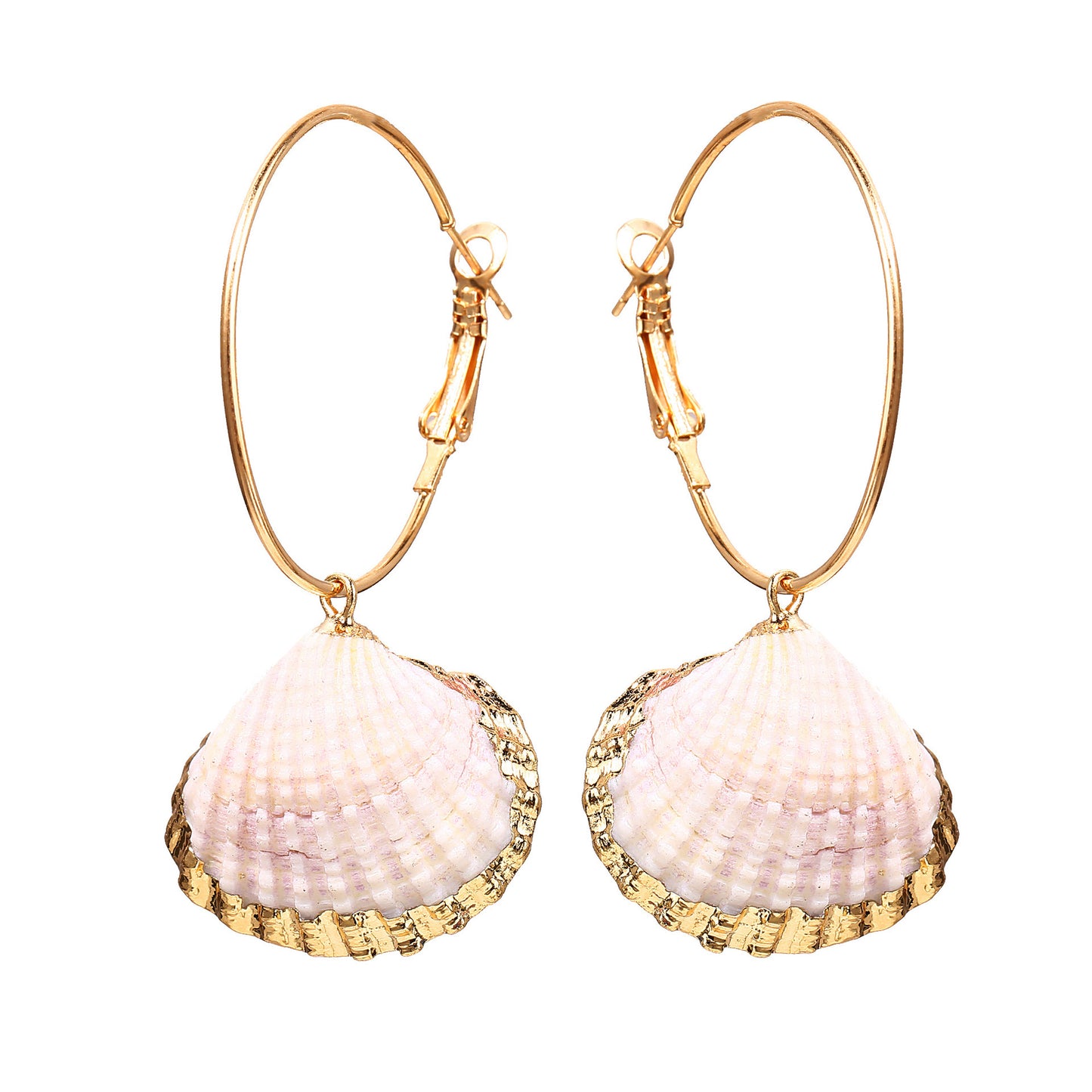 Vintage Gold Rim Shell Earrings