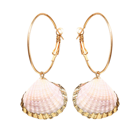 Vintage Gold Rim Shell Earrings