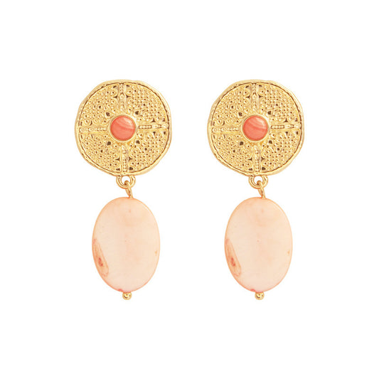 Gold & Rose Ethnic Style Earrings