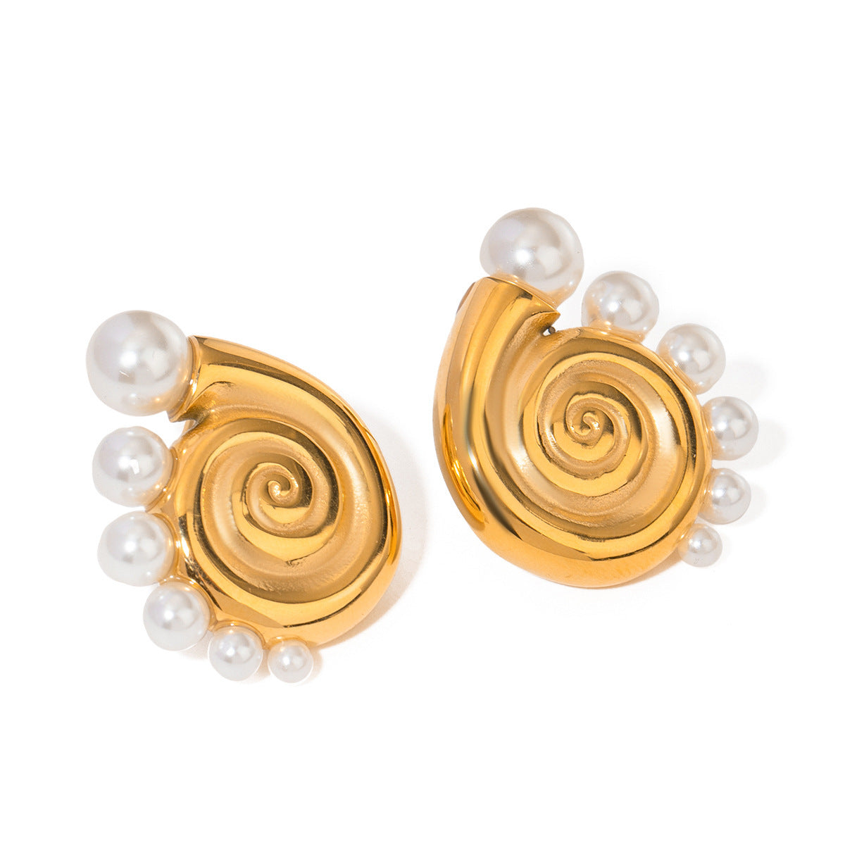 Gold Conch Pearl Earrings
