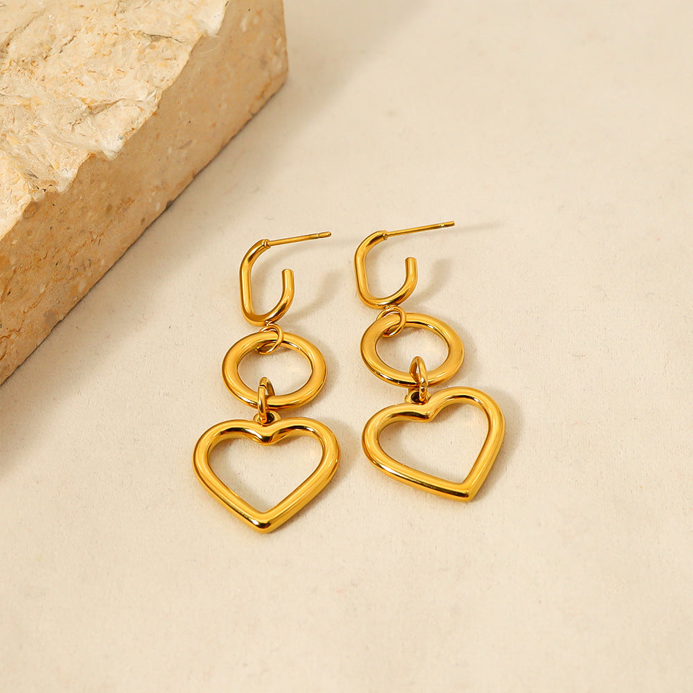 Love Heart Gold Earrings