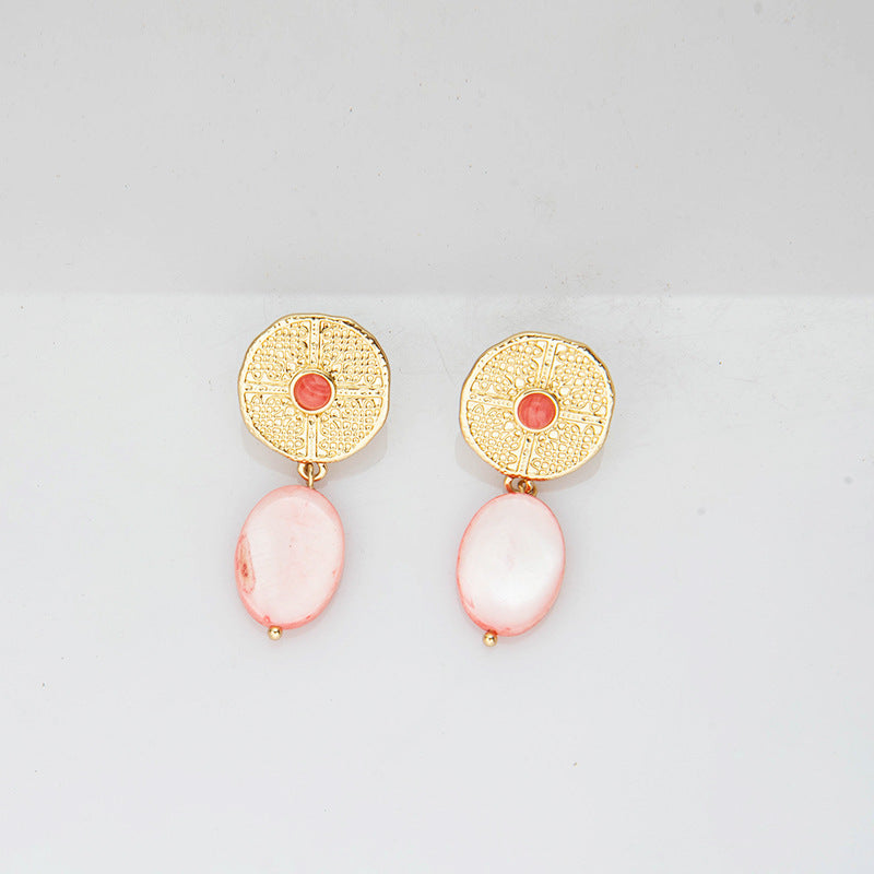 Gold & Rose Ethnic Style Earrings
