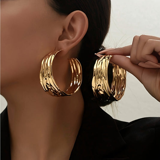 Kate Gold Texture Chunky Earrings