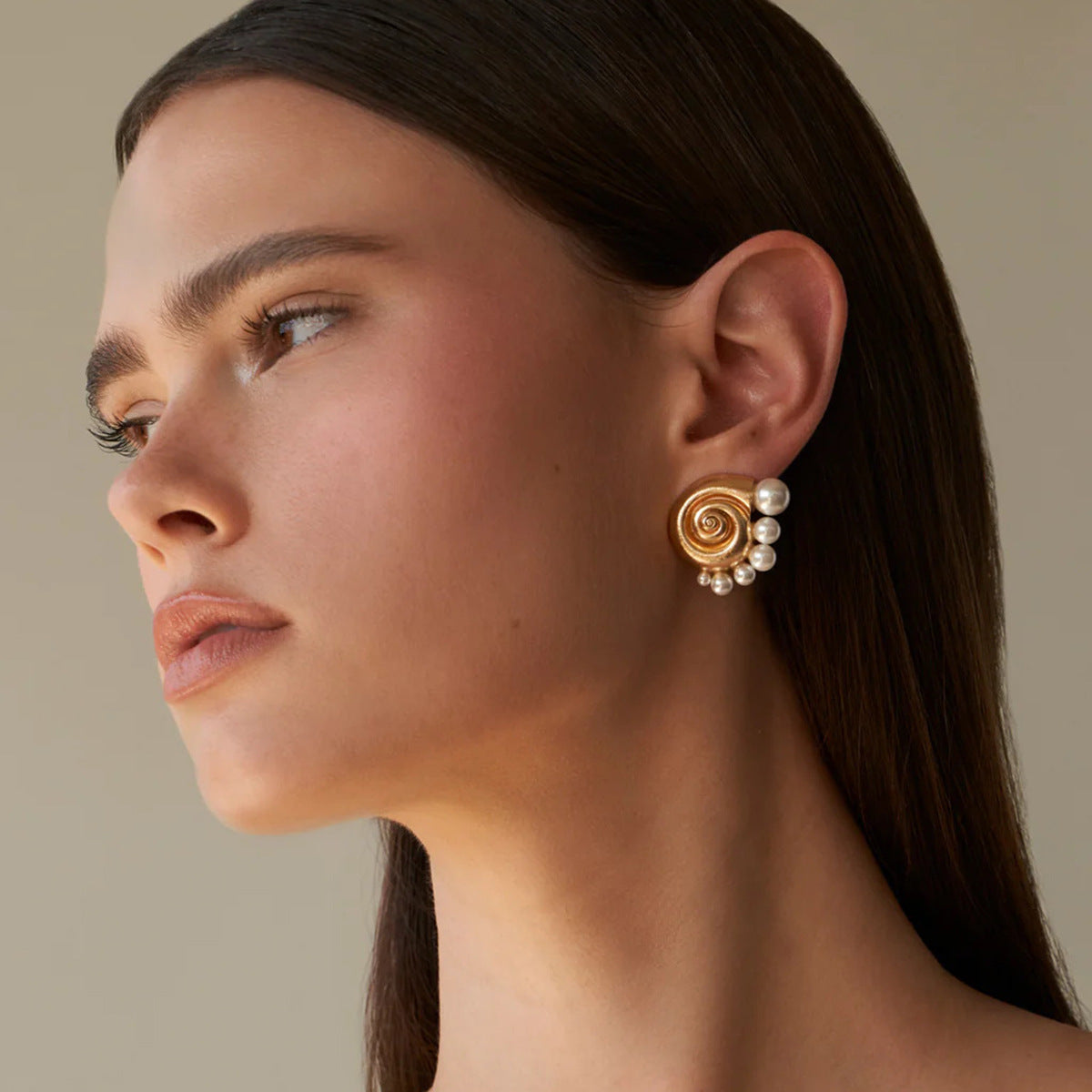 Gold Conch Pearl Earrings