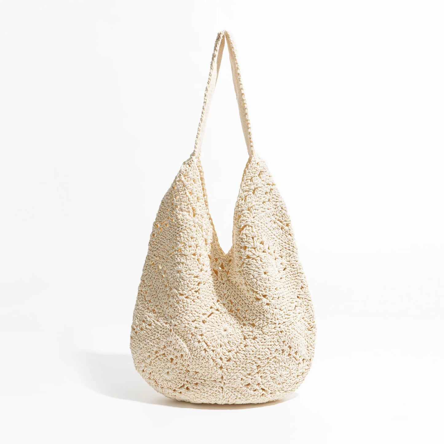 Woven Crochet Shoulder Tote Bag