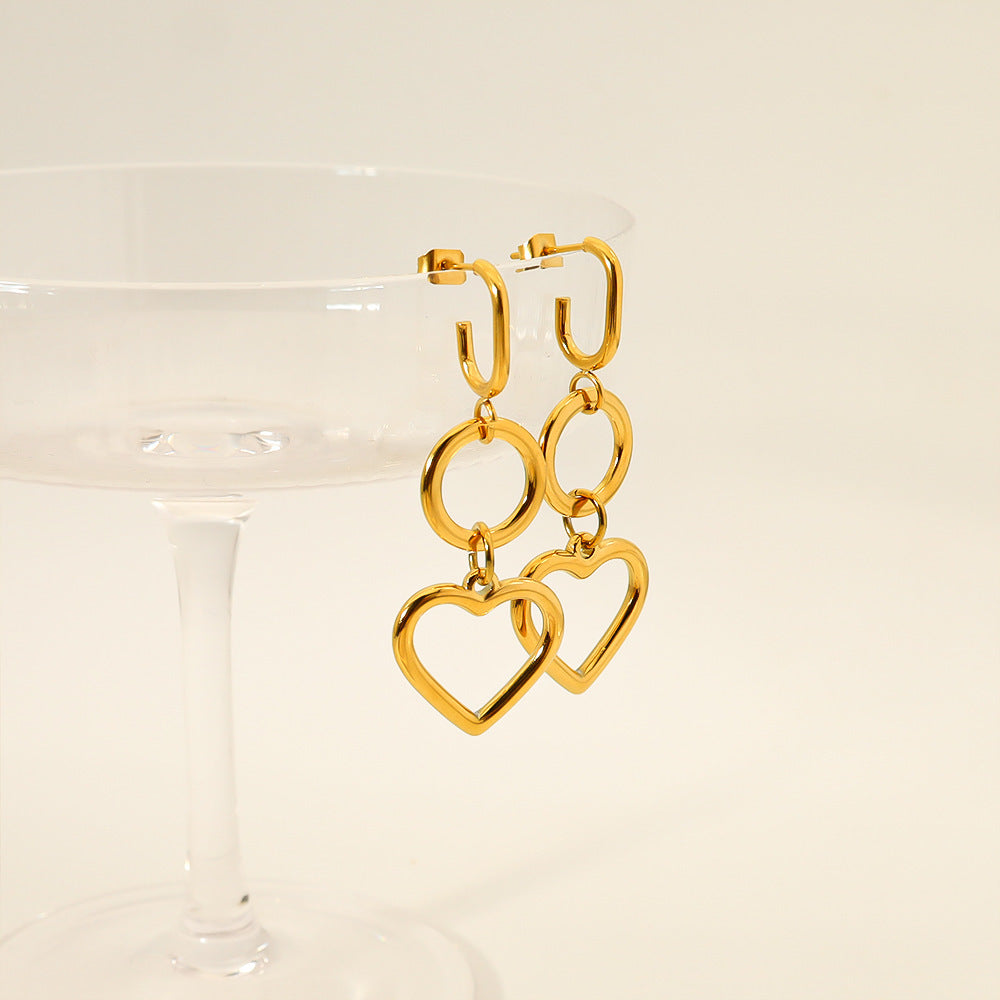 Love Heart Gold Earrings