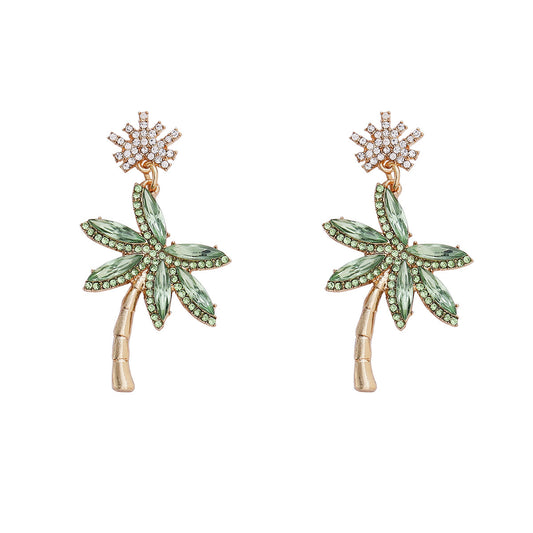 Palm Tree Gemstone Earrings