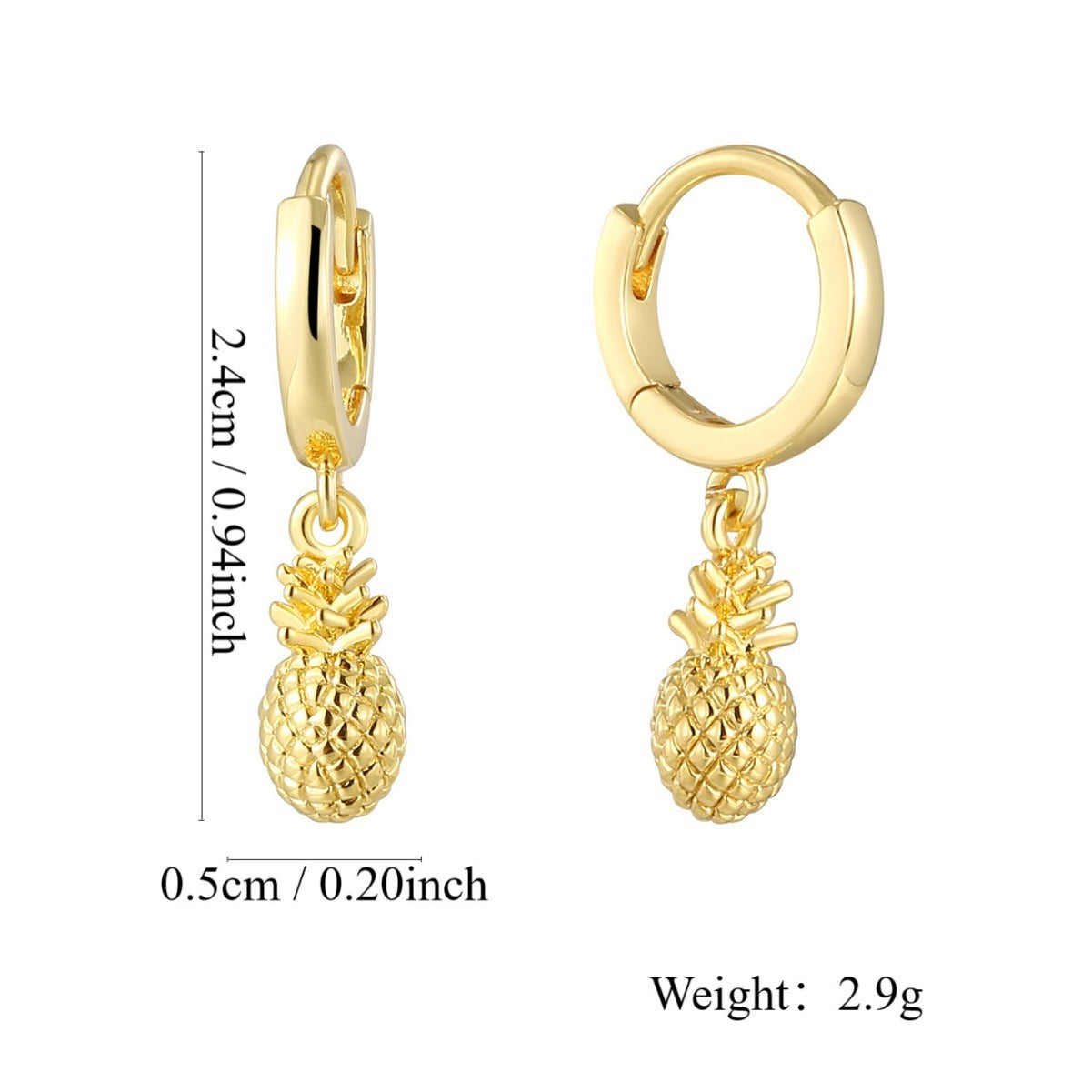 Gold Pineapple Earrings