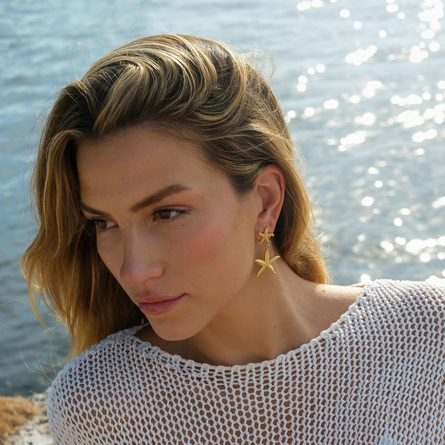 June Gold Starfish Earrings